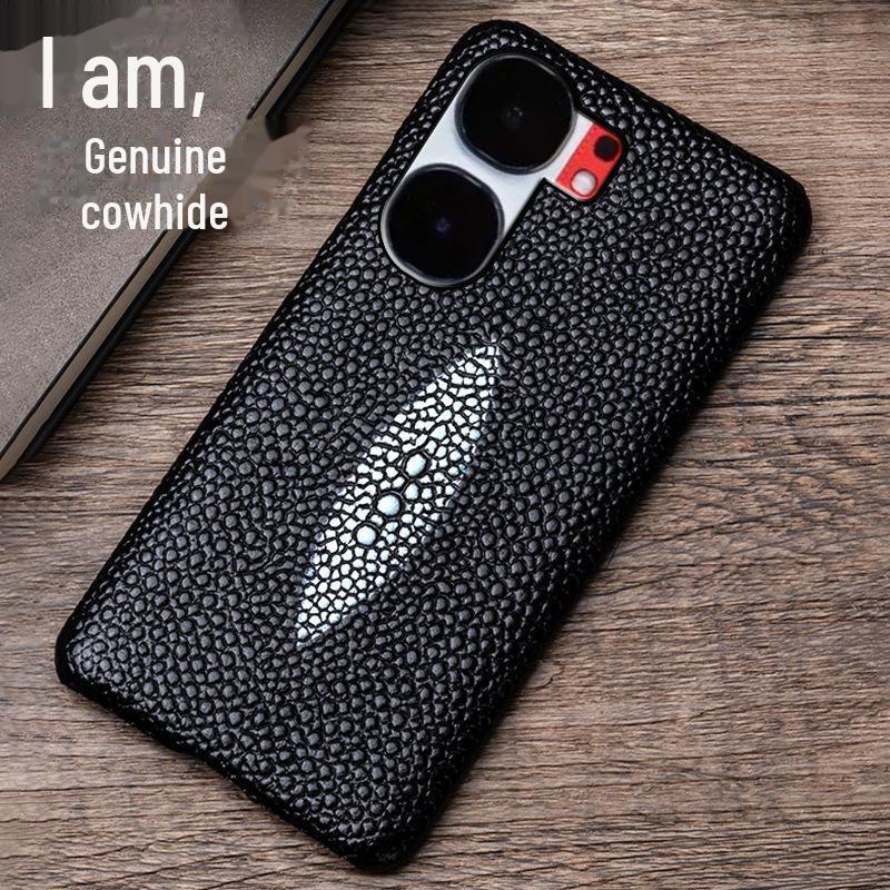 Чехол iQOO Neo5 5SE Half-Cover из воловьей кожи с рисунком рыбы