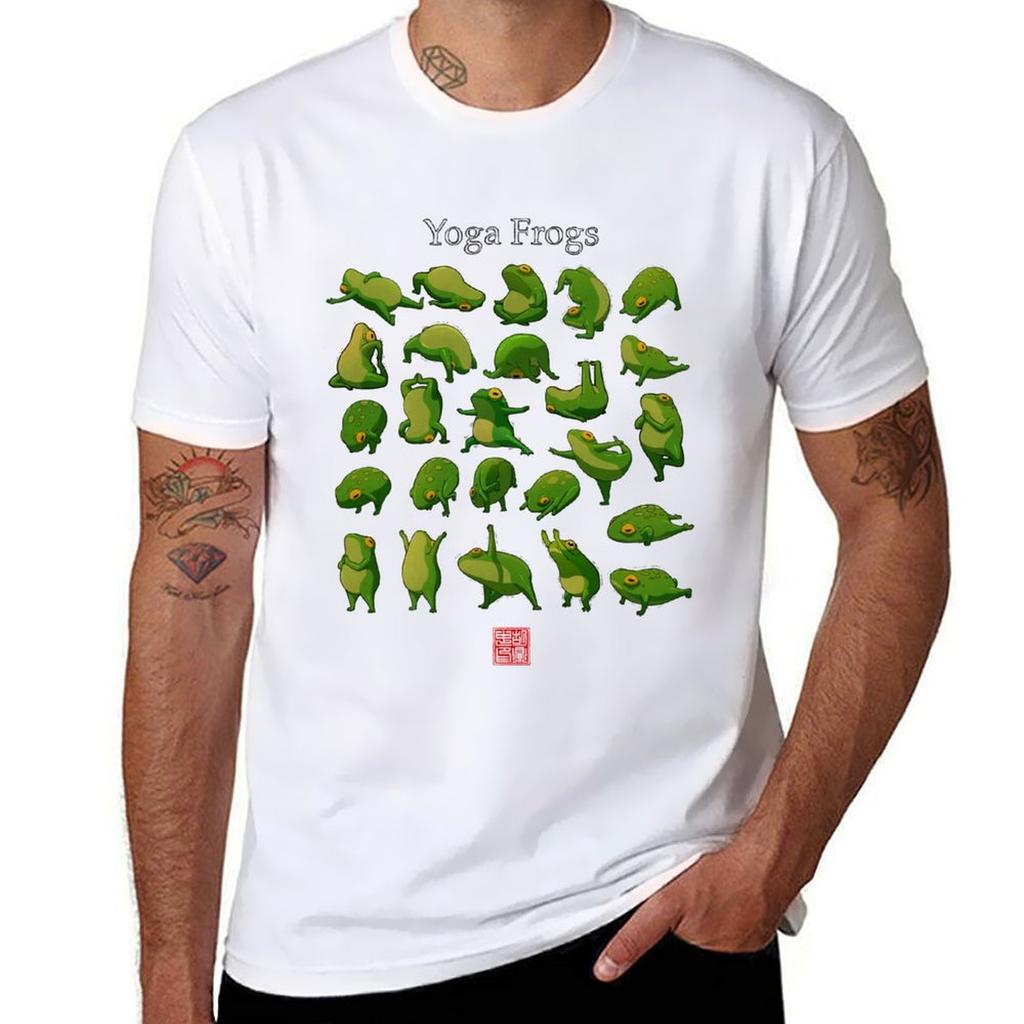 Yoga Frogs Poster With Text Tshirt Stylish Print Short Sleeve Tee Tshirt