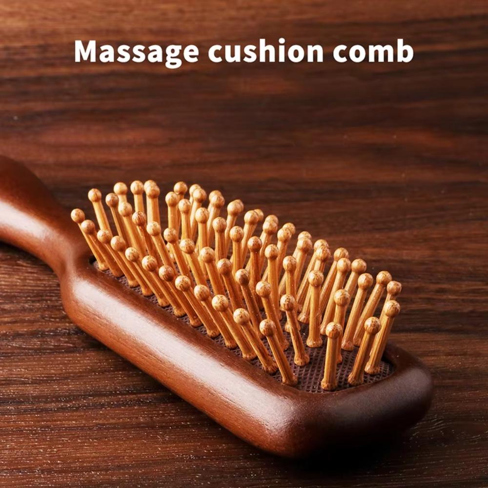 Golden Silk Sandalwood Narrow Air Bag Comb Gua Sha Scalp Massage Comb Quality Hair Comb