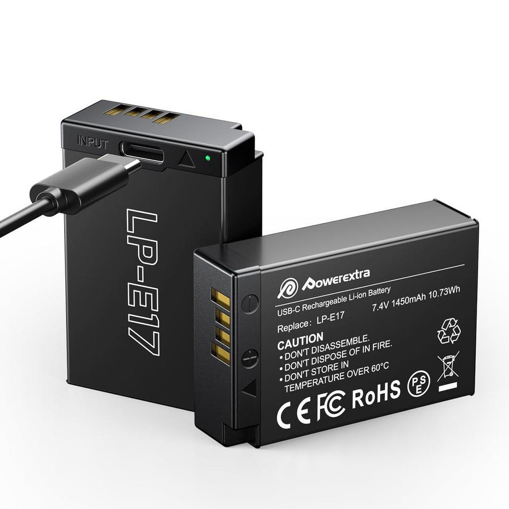Compatible 1450mAh Compatible Canon Camera Replacement Compatible with Canon EOS EOS EOS and M6 Cameras LP-E17 Two-Pack Type-C 7.4V RP, 9000D, 8000D,