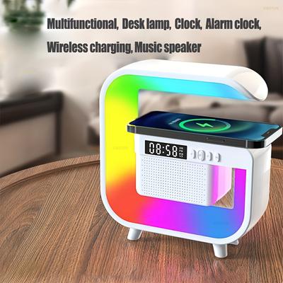 RGB Подсветка Все в одном Беспроводная Зарядная Станция Bluetooth Динамик TF FM с Будильником для iPhone Samsung Xiaomi Быстрая Зарядка