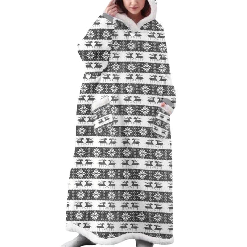 Носимое одеяло с капюшоном, одеяло с длинными рукавами, тепловой джемпер, мягкая толстовка, подарок, плюшевое одеяло с капюшоном для телевизора, зимняя женская и мужская домашняя одежда, толстовки