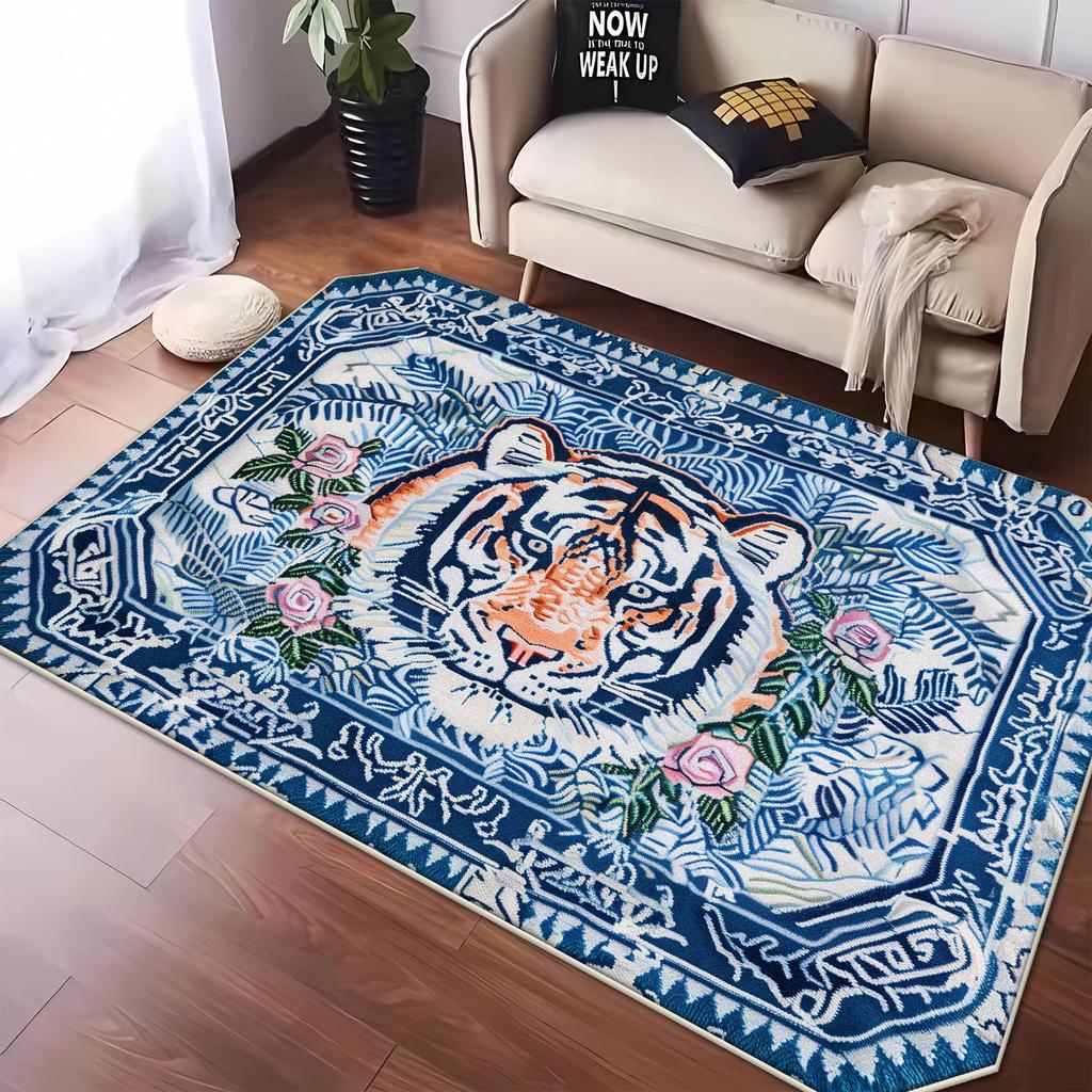 Modern Style Big Size Living Room Rugs Tiger Pattern Bedroom Carpet Soft Non-slip Mat for Kids Foldable Easy Clean Customizable