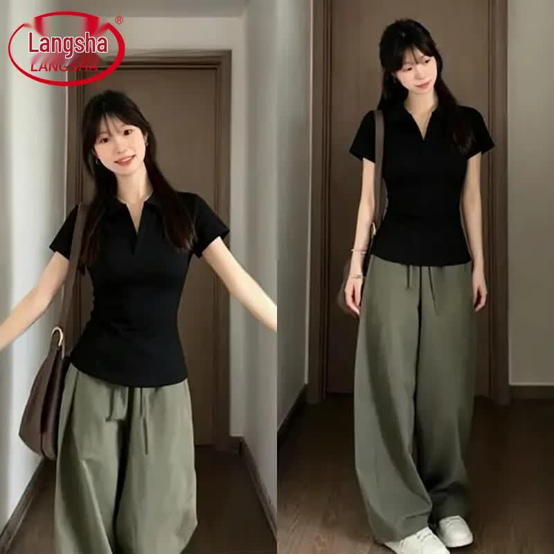 Женская летняя футболка-поло с коротким рукавом Langsha