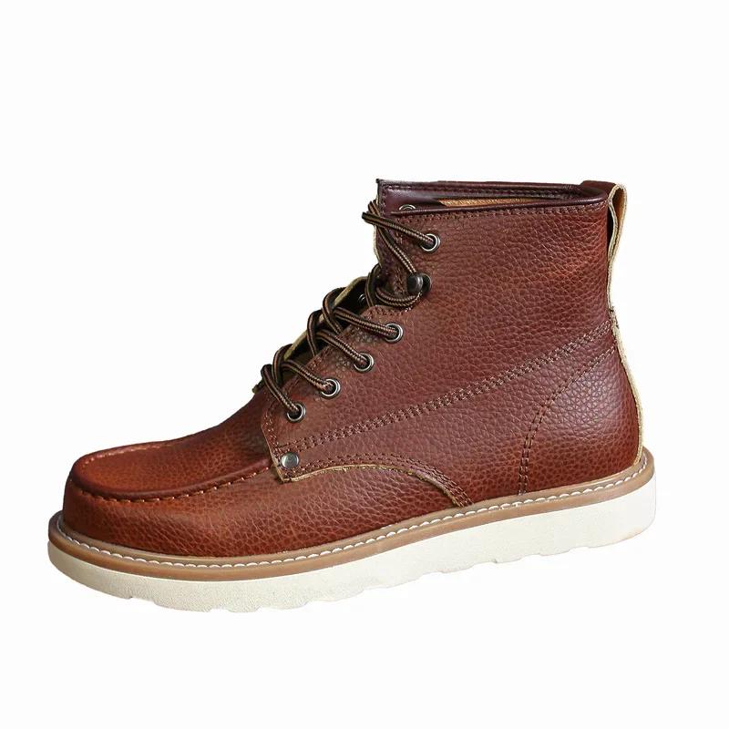 2024 New Winter Boot Cowhide 2024 Lace Up Leather Autumn Shoes Men 2024 Retro British Outdoor Round Head Flat Heel Work Boots