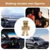 Shaking Legs Wooden Man Movable Joint Figure Desktop Decor Toy Handmade Figurine Cute Home Decoration Car Dashboard Ornament