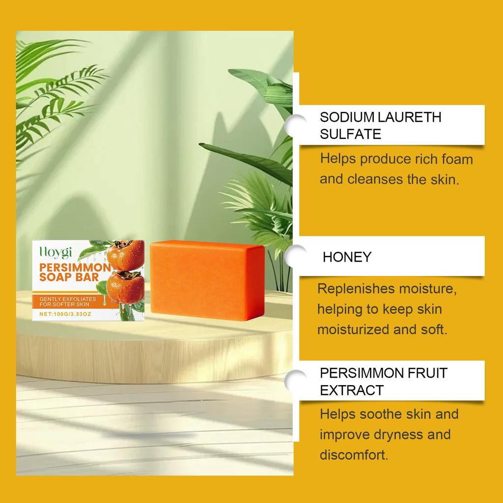 Hoygi persimmon moisturizing Bath Soap Gentle Cleansing Moisturizing Moisturizing Moisturizing Daily Bath Cleaning Supplies 100g