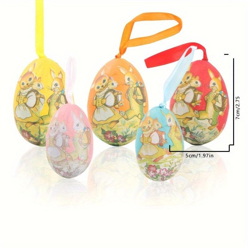 12 шт./компл. пасхальные яйца с кроликом и курицей, пасхальные подвески, красочные расписные бумажные яйца, подвесные украшения (случайные стили)