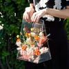 Акриловая ручная цветочная коробка с ручками Многоразовые подарочные пакеты Декоративная ваза Прозрачные сумки-тоут