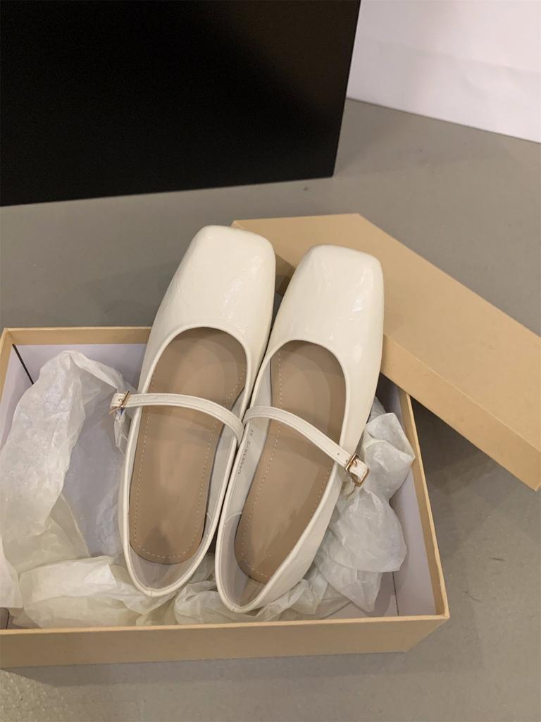 Flat-bottomed Black Mary Jane Shoes French Single Shoes Women's Shoes 2025 New Spring, Autumn and Winter Square Head Versatile Evening Shoes