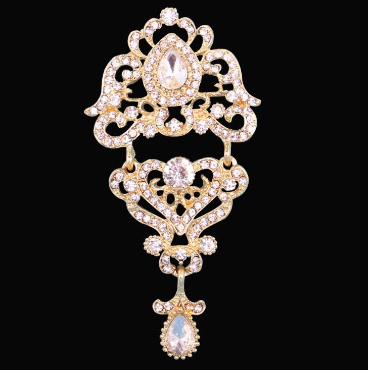 DIEZI Luxury Fashion Flower Bridal Brooches for Women Ladies Wedding Crystal Rhinestone Bouquet Brooch pins Dress Accessories