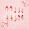 24 шт. накладных ногтей на День святого Валентина, длинные, миндалевидные, с полным покрытием, искусственные ногти, глянцевые, с сердечным дизайном