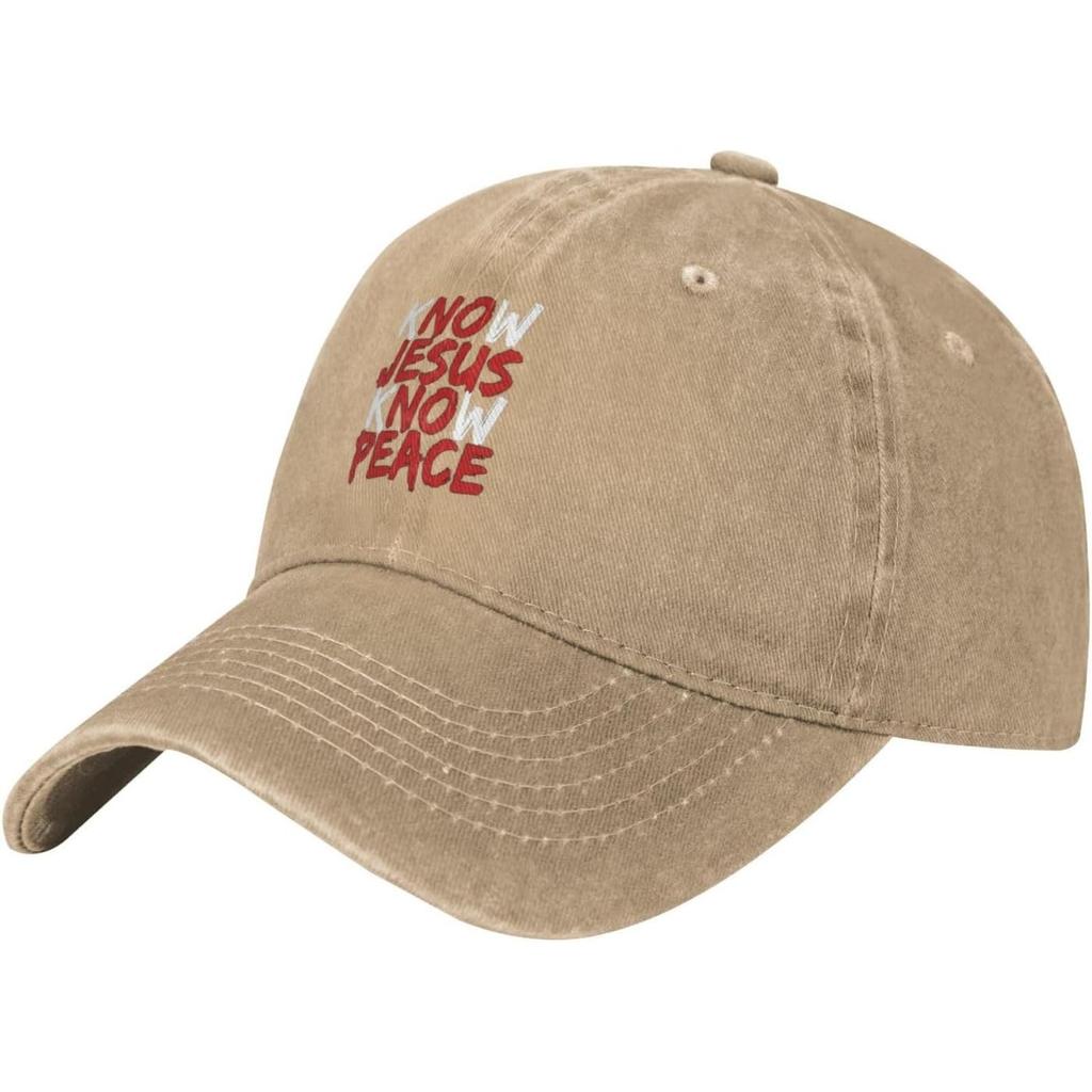 Know Jesus Know Peace Washed Cotton Baseball Cap Distressed Dad Hat Casual Adjustable