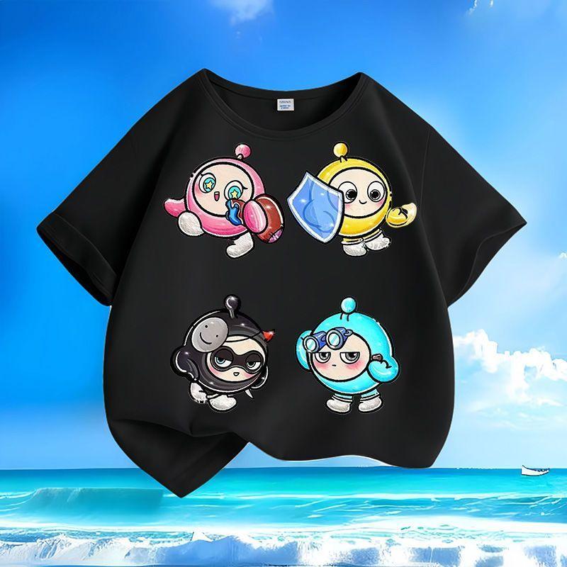 Модная детская футболка для вечеринки в форме яйца, летний повседневный топ для мальчиков и девочек