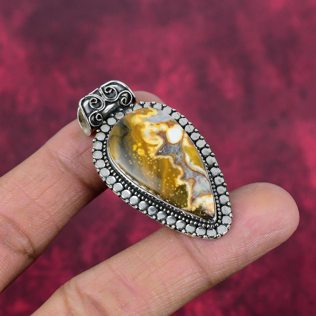 Bumblebee Jasper Pendant, 925 Solid Sterling Silver Gemstone Jewelry, Handmade Pendant, For Mother Day