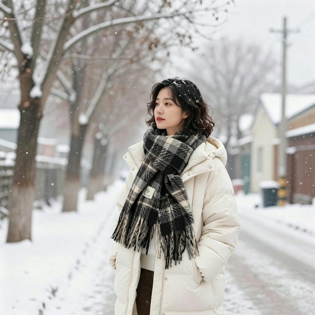 Harbin Tourism Blue Scarf Women's Autumn and Winter Atmosphere Advanced Warm Equipment Northeast Wear Scarf