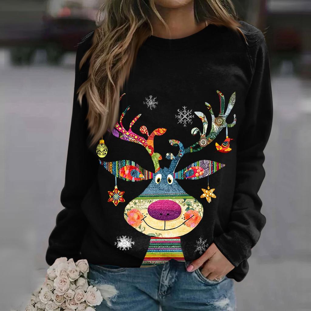 Женские топы с круглым вырезом, хлопковая женская повседневная модная пуловер с длинным рукавом и круглым вырезом с принтом, блузка