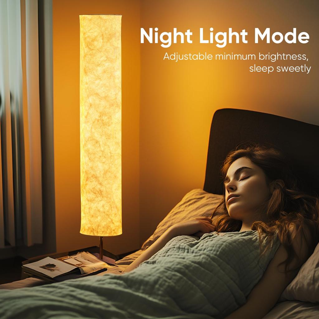 60-дюймовый простой дизайн, современный 3-цветный светодиодный светильник с дистанционным управлением и тканью Tyvek, регулируемый для гостиной, спальни, игровой, мягкий свет, напольный светильник