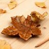 Brown Leaf Ceramic Plate with Bird Design Handcrafted Decorative Tray for Jewelry And Trinkets Thanksgiving Party Supplies