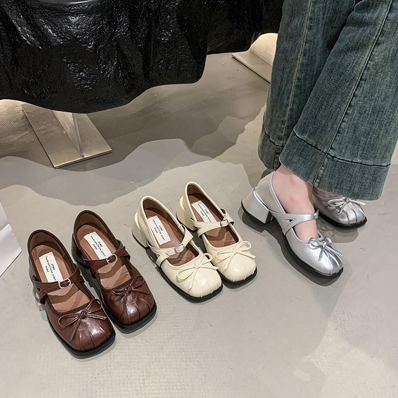 Дизайнерские Винтажные Туфли Мэри Джейн с Квадратным Носком для Женщин, Модные Туфли-Лодочки на Небольшом Каблуке с Бантом-Бабочкой, Элегантные Туфли для Платья для Дам