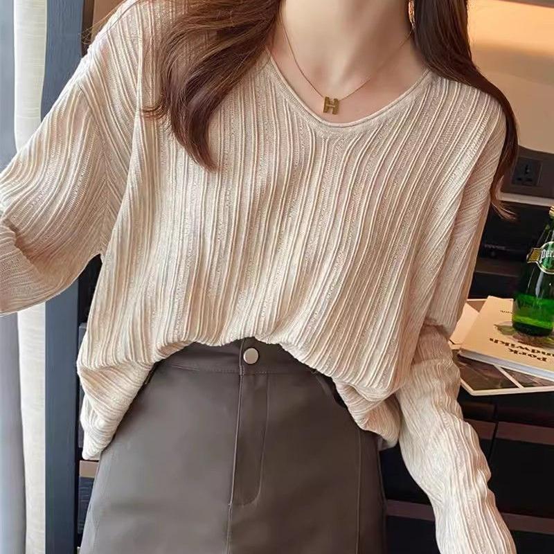 Женский тонкий базовый свитер для осени и зимы Трикотаж Дизайн Sense Свободный свитер с длинными рукавами Топ