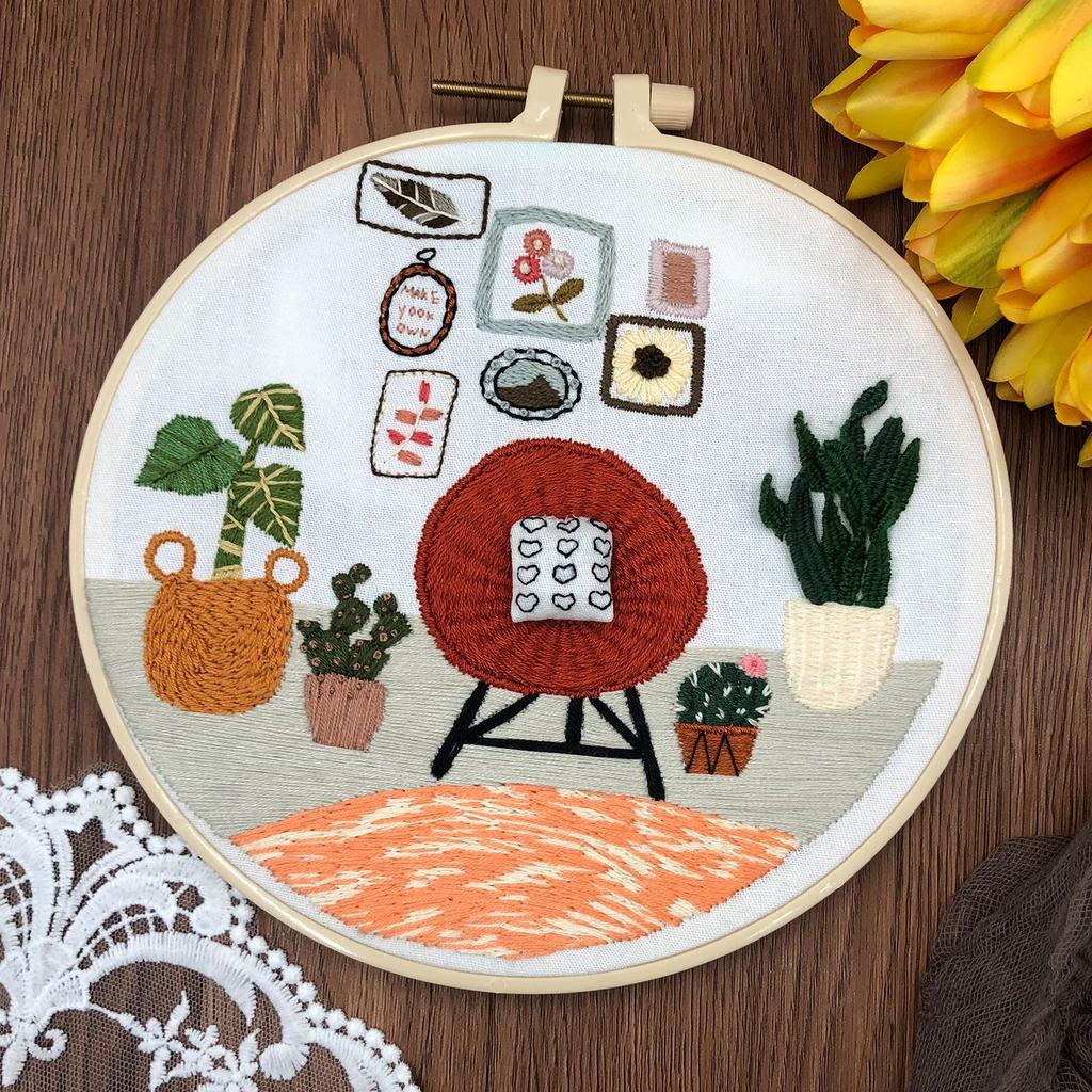 1pc Bedroom Pattern DIY Embroidery Kit for Beginners