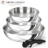 Набор сковород из нержавеющей стали MICHELANGELO 8", 9,5" и 11" Кухонные сковороды для приготовления пищи со съемной ручкой, совместимые с индукцией