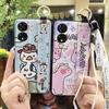 Protective Wrist Strap Phone Case For TCL 505/T509K/T5094 Durable Lanyard Wristband Cute Back Cover Cartoon Silicone