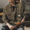 American Heavy Ami Kaji Retro Coat Men Loose Hunting Tactical Army Green Polo Collar Tooling Jacket Men