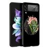 Чехол для телефона с винтажным цветочным ботаническим мрамором для Samsung Galaxy Z Flip 3 4 5, черный, складной, твердый, защитный чехол