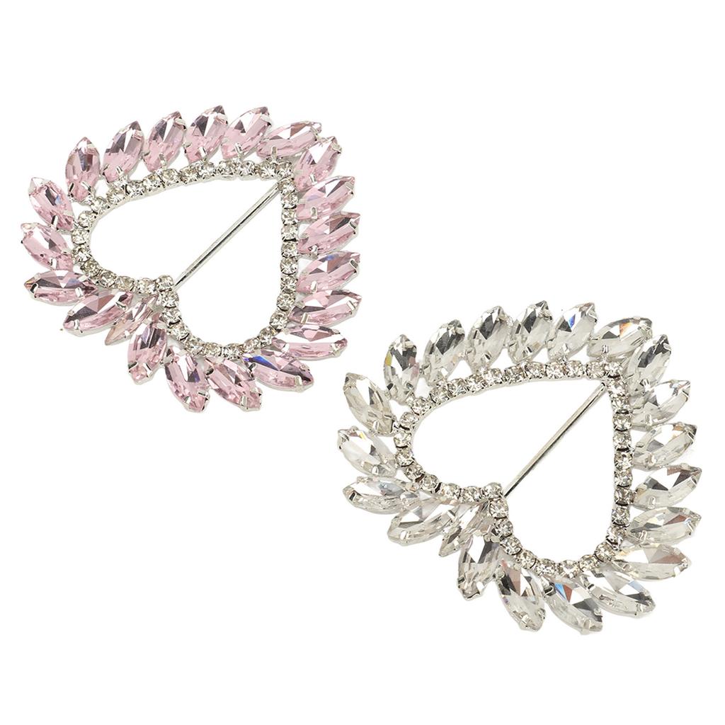 2pcs Love Heart Shape Rhinestone Buckle Metal Clothing Wrap Clip Sparkling Decorative T Shirt Clips