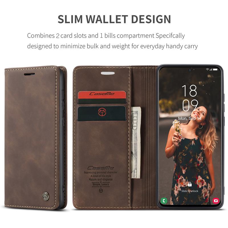 CaseMe Магнитный чехол-книжка из кожи для Samsung Galaxy с держателем для карт