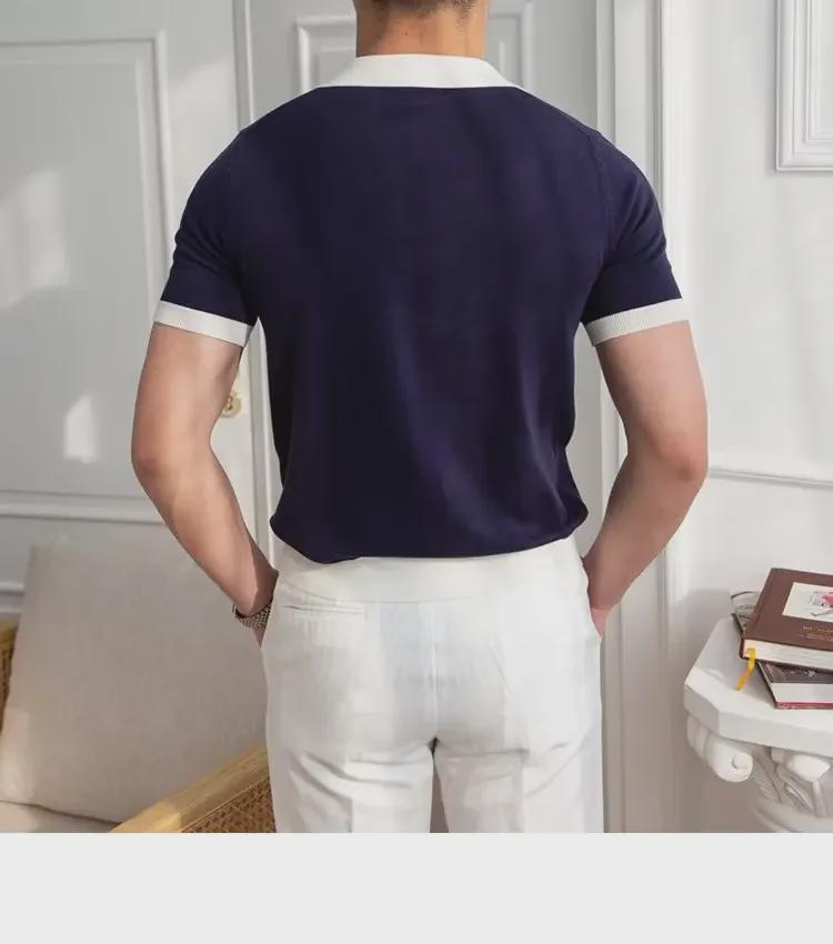 2023 Мужская модная рубашка поло с японским принтом — однотонная, короткие рукава