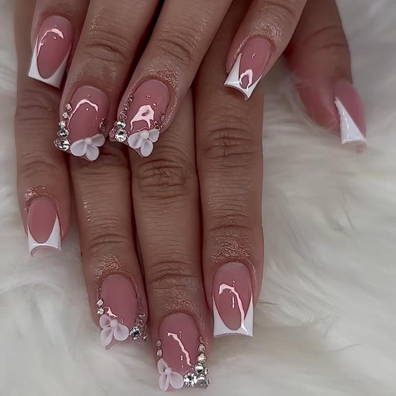 Европейские и американские градиентные персиковые балетные типсы для коротких ногтей