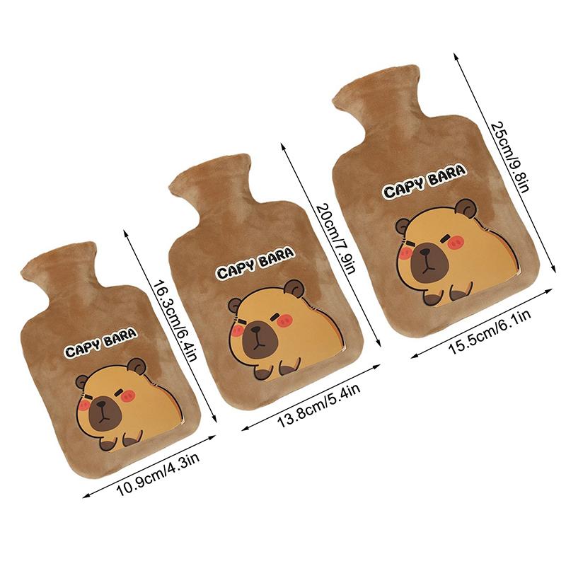 300/500/1000 мл Милая мультяшная капибара Бутылка для горячей воды Наполнение водой Маленькая портативная Студенческая грелка для рук Милый мягкий теплый мешок для воды