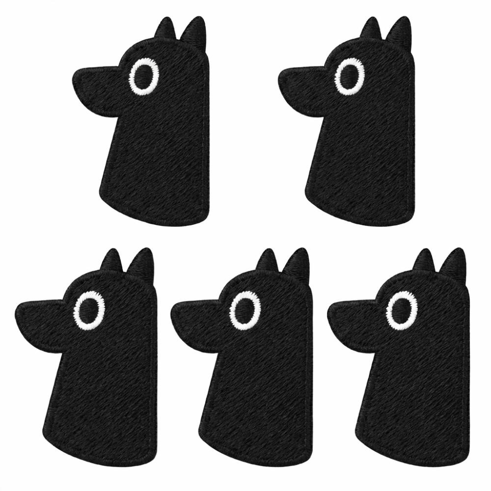 5 шт. Самоклеящаяся вышитая нашивка с черной кошкой DIY Наклейки на одежду Черная животная нашивка на одежду Мультяшные милые аппликации на одежду