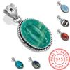 925 Sterling Silver Pendant Women Gemstone Handmade Jewelry Halloween Gift Amazonite Angelite Blue Opal Botswana Agate Mohave Azurite Chrysocolla
