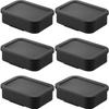 Warmable Standing Frozen Food Container L Black (6-pack) Tower with Colander, Microwave, Freezer, Dishwasher Safe, Vertical