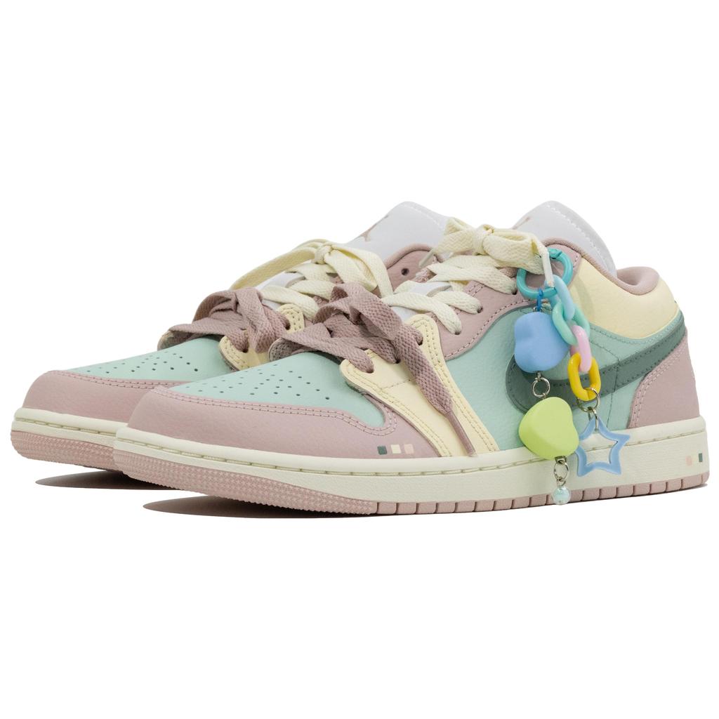Jordan Air Jordan 1 Icing Sugar Forest Abrasion Resistant Low top Vintage Basketball Shoes Unisex Lotus Color DC0774-162(Team1154-)