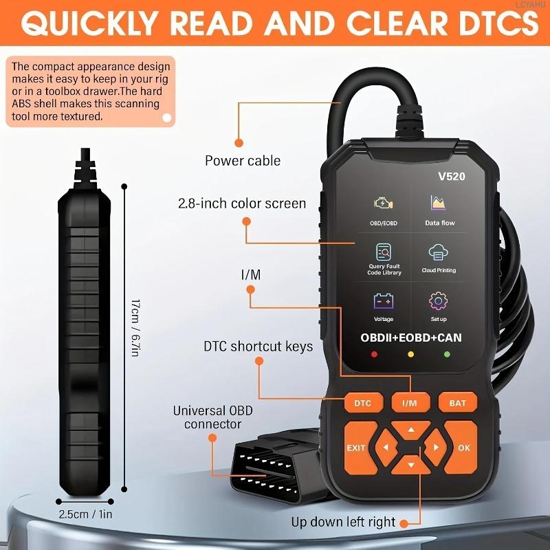 V520 OBD2 Diagnostic Scanner for Cars Auto Code Reader Check Engine Light Reset Tool Live Data Multi-Language Error Scan Tool
