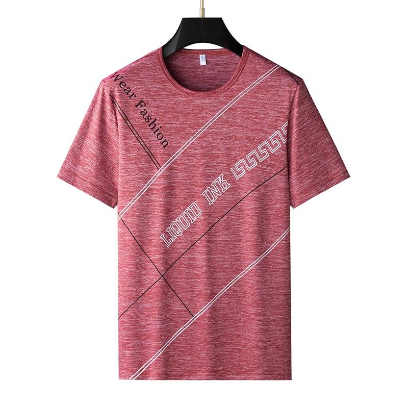 Летние футболки, мужская одежда, полиэстер, футболки больших размеров, дышащие футболки в полоску с короткими рукавами, M-9XL