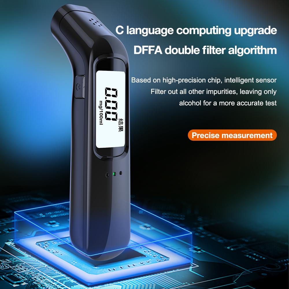 Бесконтактный алкотестер ЖК-дисплей Детектор алкоголя в выдыхаемом воздухе Портативный алкотестер Полицейский алкотектор Инструмент для проверки на алкогольное опьянение