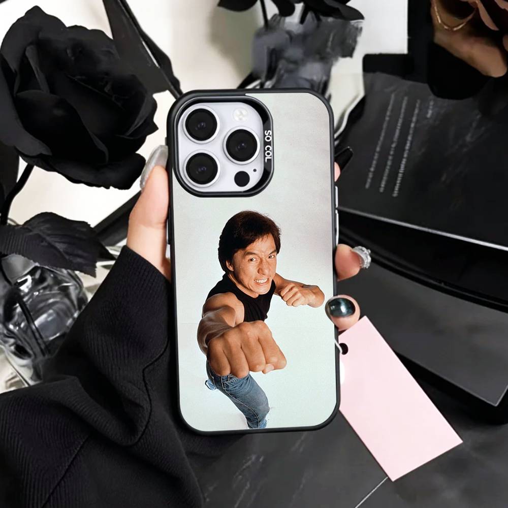 Kung Fu Star J-Jackie C-Chan Phone Case For iPhone17,16,15,14,13,12,11 Plus,Pro Max Colored Silver Plated Inside Cover