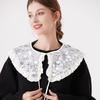 Lace-Up Sequinned Single Collar With Shawl Versatile Sweater