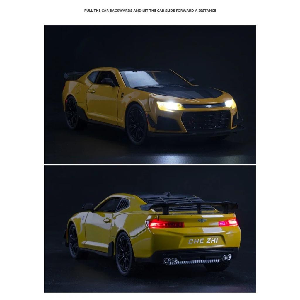 1/24 Chevrolet Camaro Alloy Die Cast Camaro Sports Car Model Toy Vehicle Simulation Sound Light Pull Back Collection Toys for Children Gifts