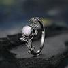 Кольца с инкрустацией лунным камнем и цветком розы, модные женские кольца, романтичные привлекательные кольца для женщин, винтажное кольцо с инкрустацией металлом, ювелирные изделия