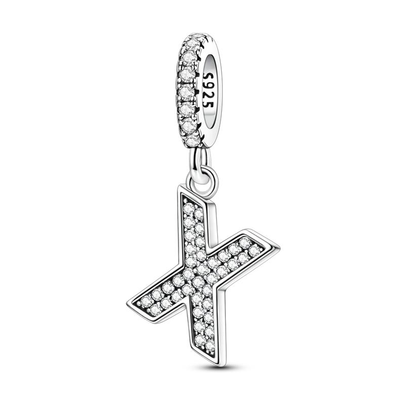 Оригинальные подвески-шармы с буквами алфавита от A до Z, медные, инкрустированные цирконом, подвески с любовными письмами, ювелирное украшение в подарок, подходят для браслета-бенгла