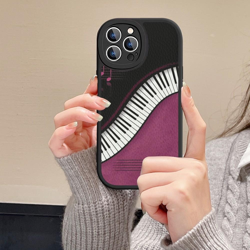 Чехол для телефона в ретро-стиле 'Клавиши пианино', твердая кожа, для iPhone 16 15 14 13 12 Mini 11 14 Pro Max Xs X Xr 7 8