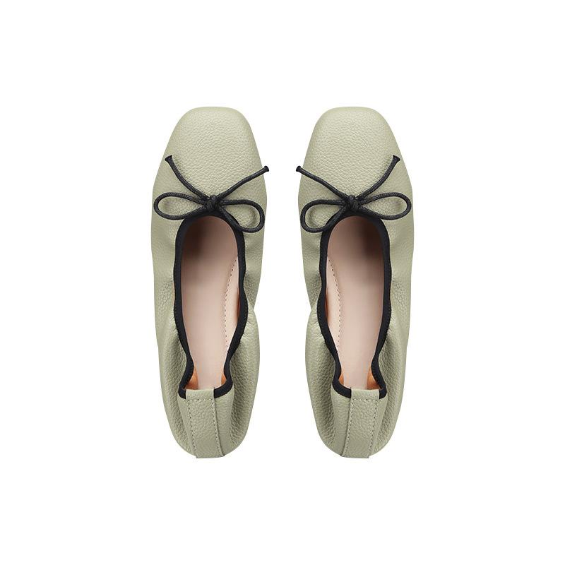 Grape Mom Studiolee 2025 Весна и лето Нежный бант Квадратный носок Неглубокий носок Плоская подошва Мягкая подошва Балетки женские