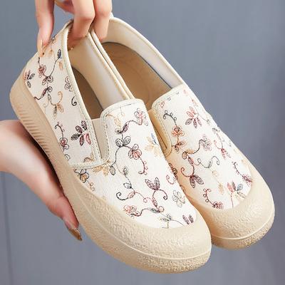 Обувь женская обувь универсальная летняя новая модная парусиновая обувь дышащая универсальная нескользящая повседневная обувь на одной педали обувь для мамы